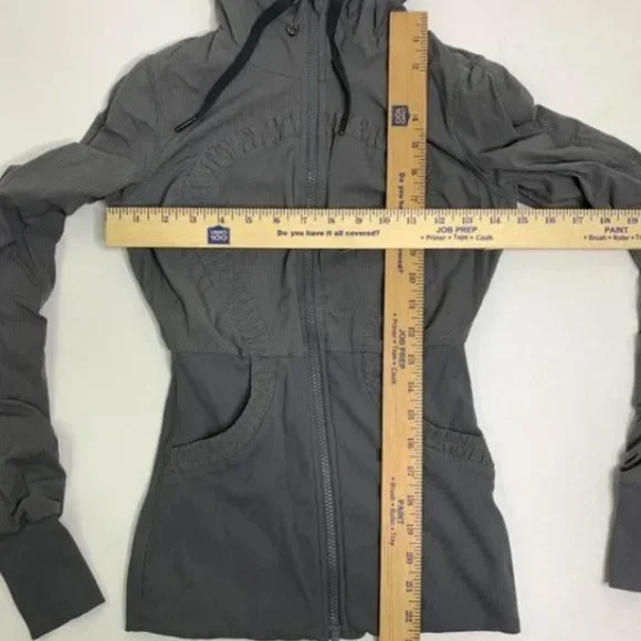 Lululemon Reversible Dance Studio Jacket Blurred Grey Zip Up Hooded Thumbholes 4 - Picture 7 of 16